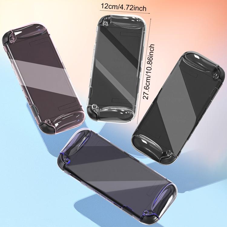 Transparent TPU protective case with cutouts for Switch 2 console, front and back
