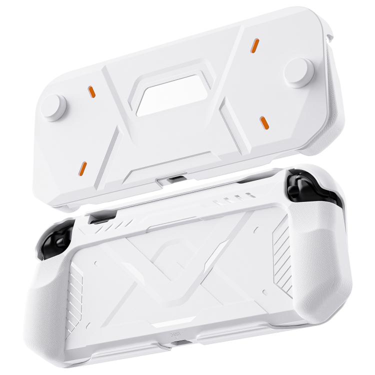White mecha-style protective case for Nintendo Switch 2 with TPU and PC shells