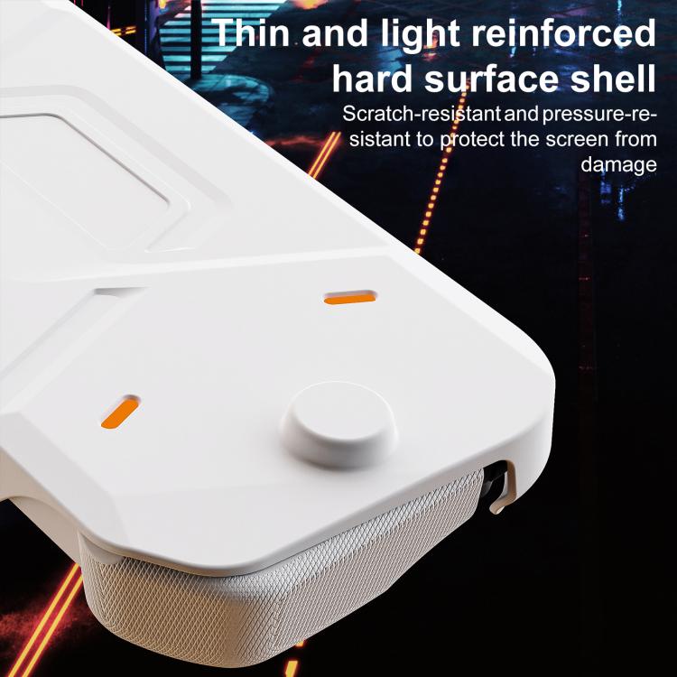 White mecha-style case for Nintendo Switch 2 with raised edge and durable outer shell