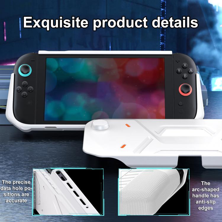 White mecha-style protective case for Nintendo Switch 2 with textured handle pads