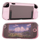 Pink TPU protective case with front cover and transparent back window for Switch console