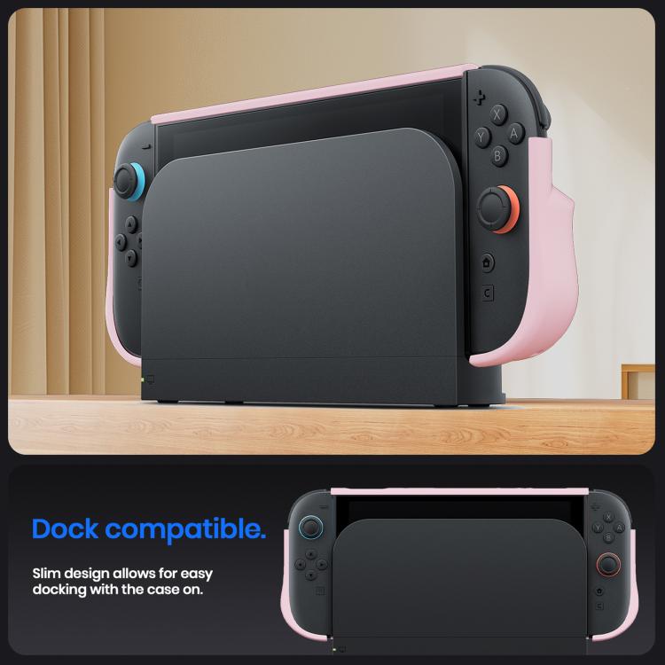 Pink TPU protective case on Switch console with dock-compatible slim design