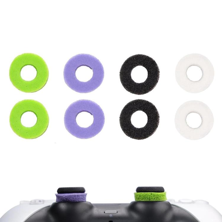 Set of eight soft silicone aiming rings in green, purple, black, and white