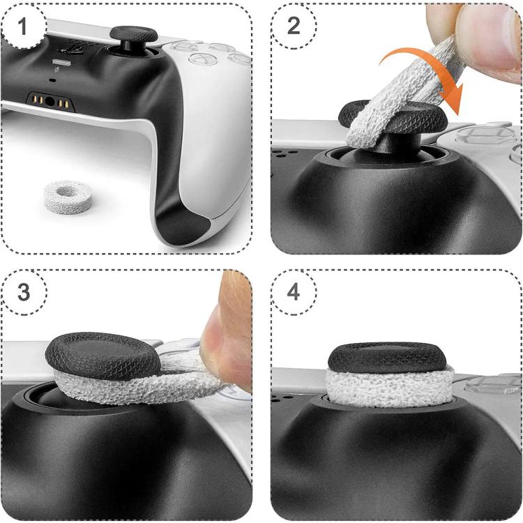 Soft silicone aiming rings placed on a controller thumbstick during setup