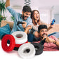 Eight soft silicone aiming rings in red, white, and dark gray