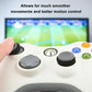 Hand using controller with aiming rings on thumbstick tops for improved motion control