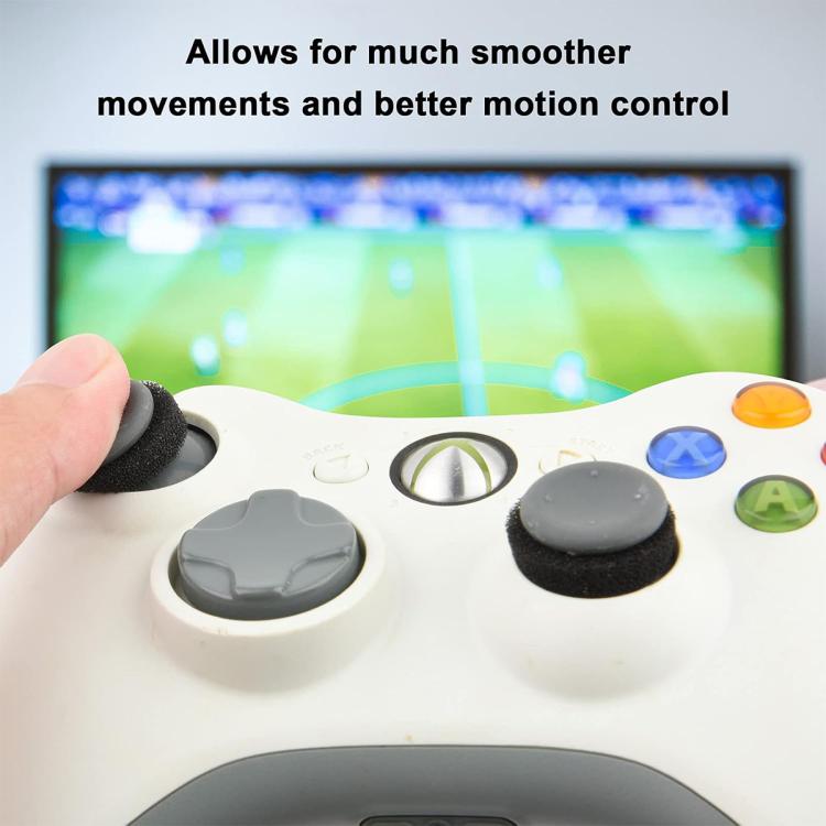 Hand using controller with aiming rings on thumbstick tops for improved motion control