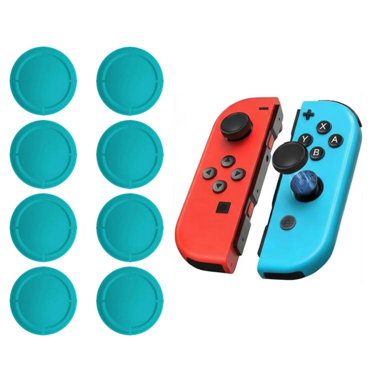 Set of eight teal joystick thumb grip caps for game controllers