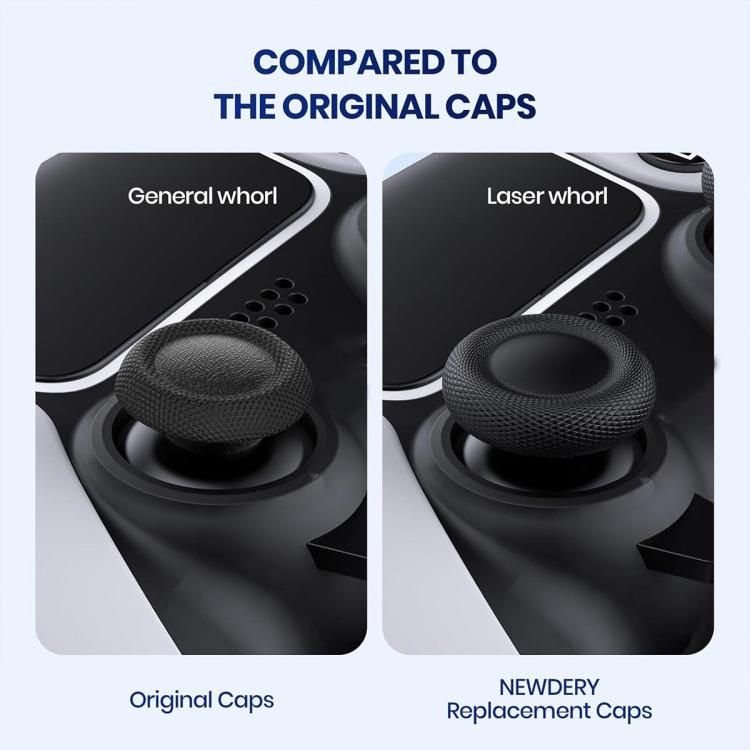 Close-up of black joystick thumb grip replacement cap with textured top.