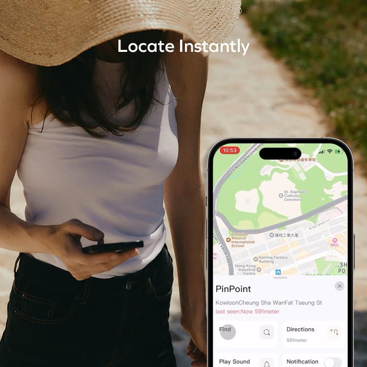 PINCARD Ultra Mini location map and controls on a smartphone screen