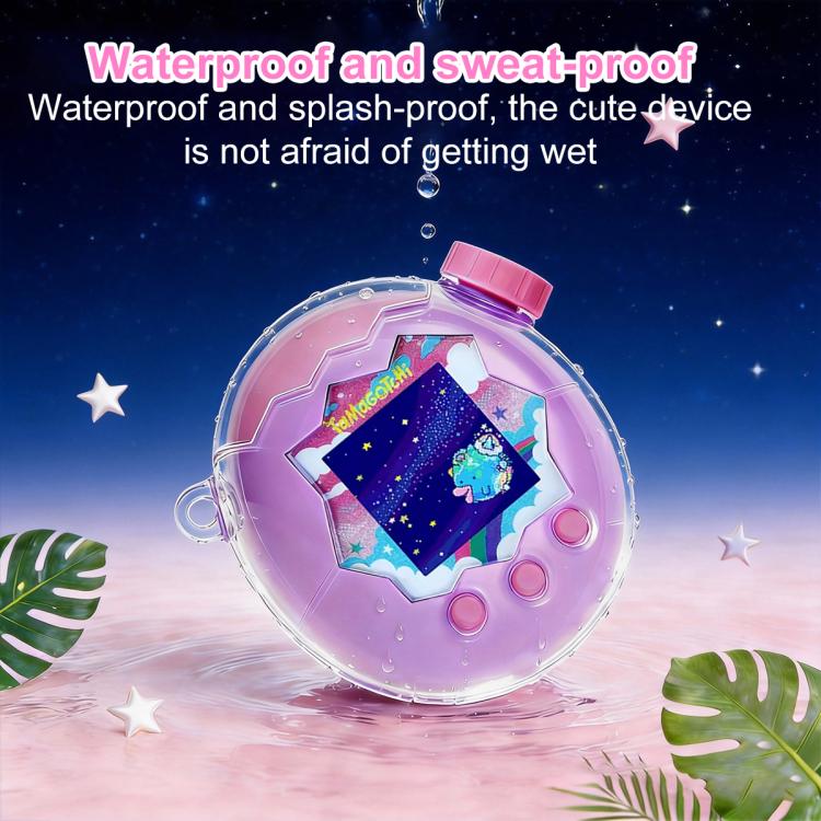 Glitter crystal protective case, pink clear oval shell with hinged top and round buttons