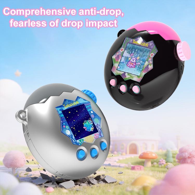 Two-tone protective case for virtual pet device, pink top and dark gray shell