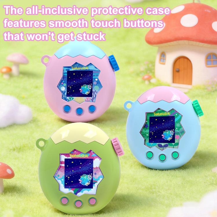 Two-tone virtual pet protective cases in pastel colors with visible side buttons