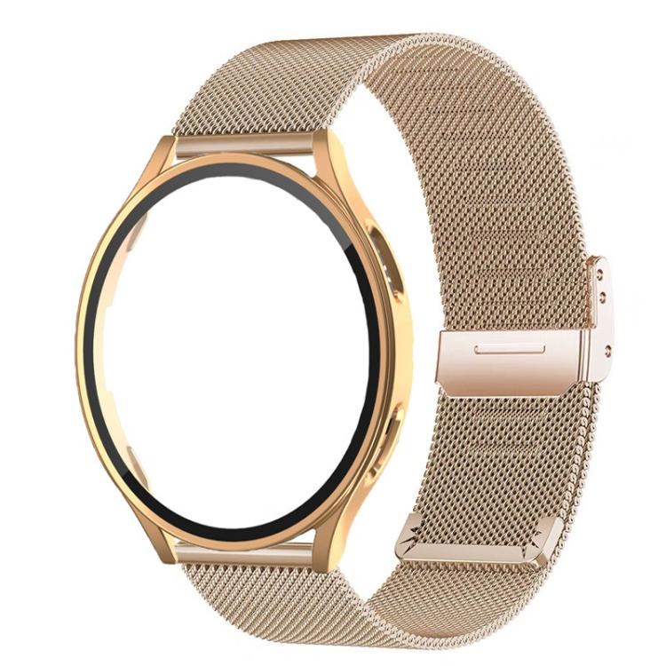 Rose gold mesh steel watch band and protective case