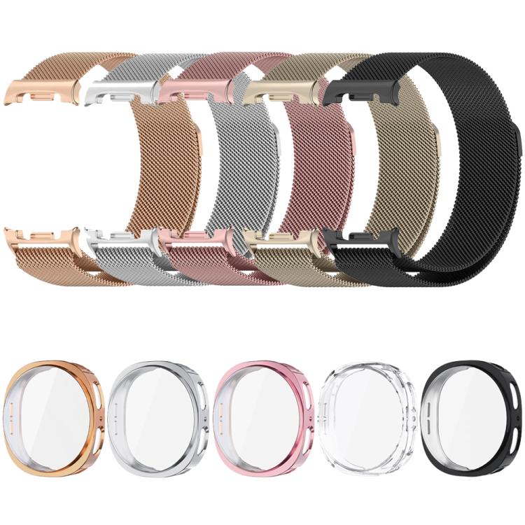 Milanese watch bands and protective cases in five colors