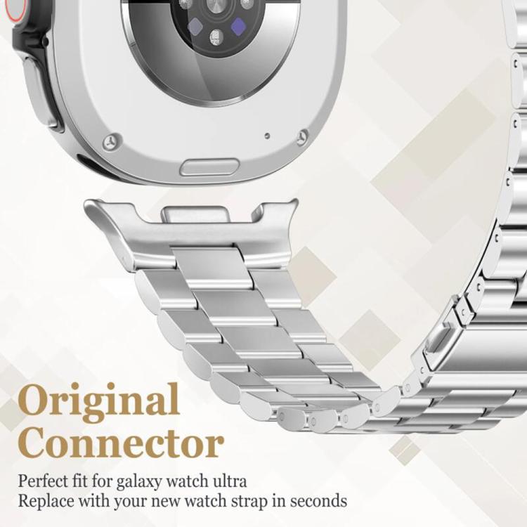 Silver stainless steel watch band connector attached to the watch case