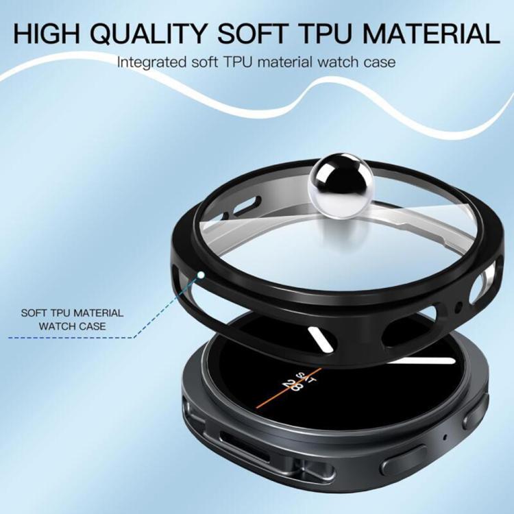 Black TPU watch case with a clear screen cover and open button cutouts