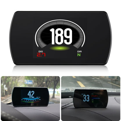Car HUD GPS head-up display unit, black screen showing speed 189 and direction N