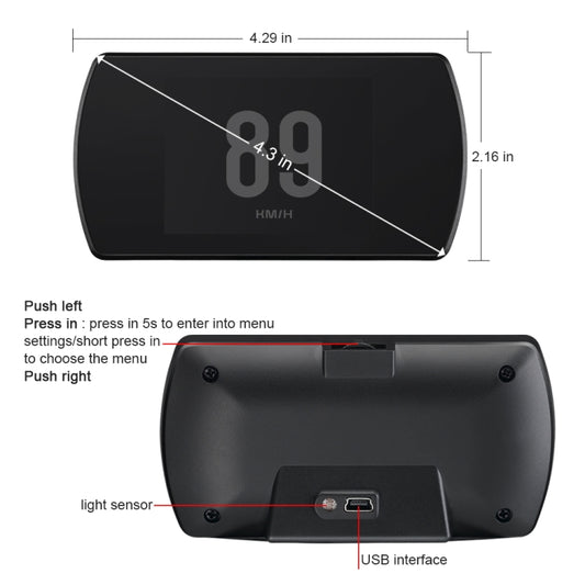 T800 Car HUD Head-up Display GPS Speed Display Speed / Voltage Alarm Altitude Display, T800