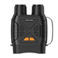 Front view of black night vision binocular device with orange control buttons