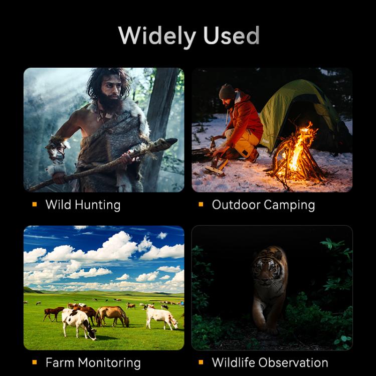 Night vision device use cases: wild hunting, outdoor camping, farm monitoring, wildlife observation