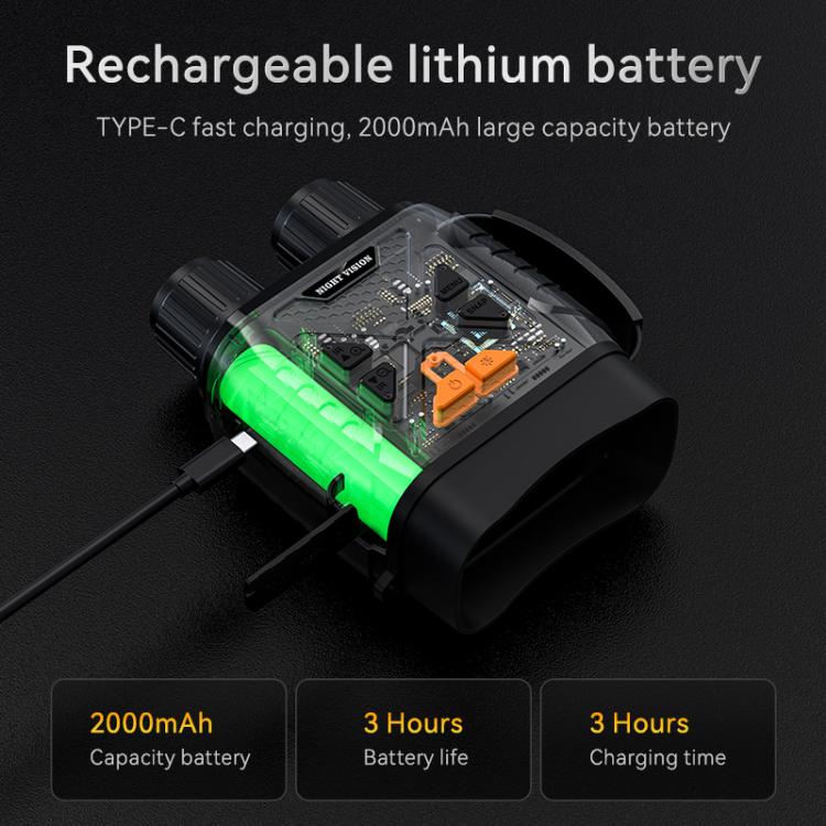 Inskam night vision binocular device with Type-C cable and glowing rechargeable battery pack