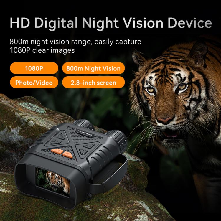 Black digital night vision device with built-in display screen and side control buttons