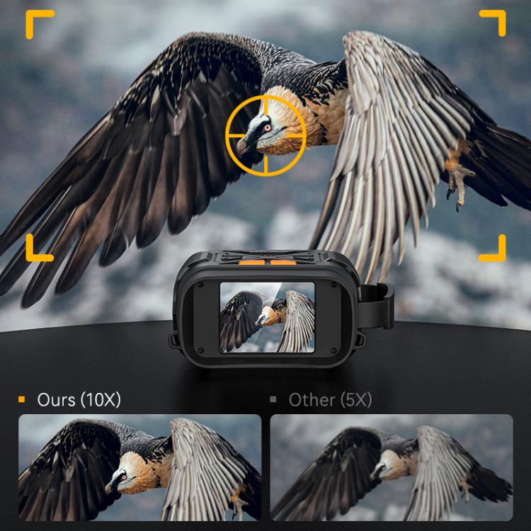 Black night vision device with screen displaying a bird in flight