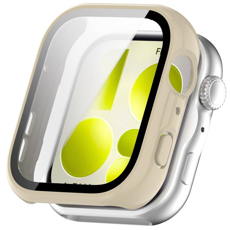 Ivory smartwatch case with integrated screen protector and button cutouts