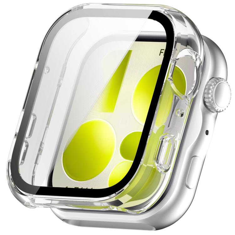 Clear smartwatch case with integrated screen protector and button cutouts