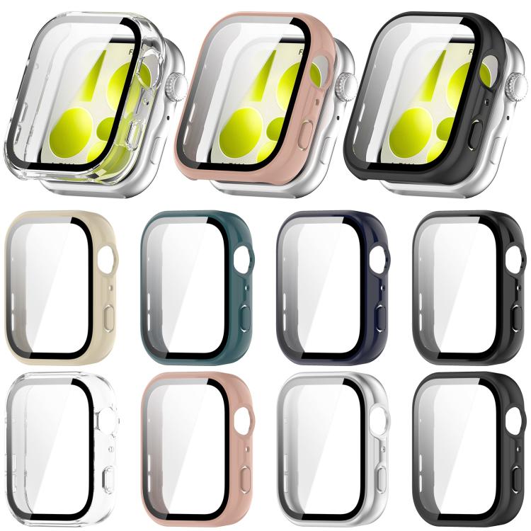 Watch cases with integrated screen protectors in clear, pink, black, cream, green and blue