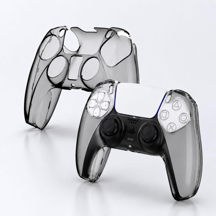 Clear crystal PS5 controller protective case set, two-piece covers for both halves
