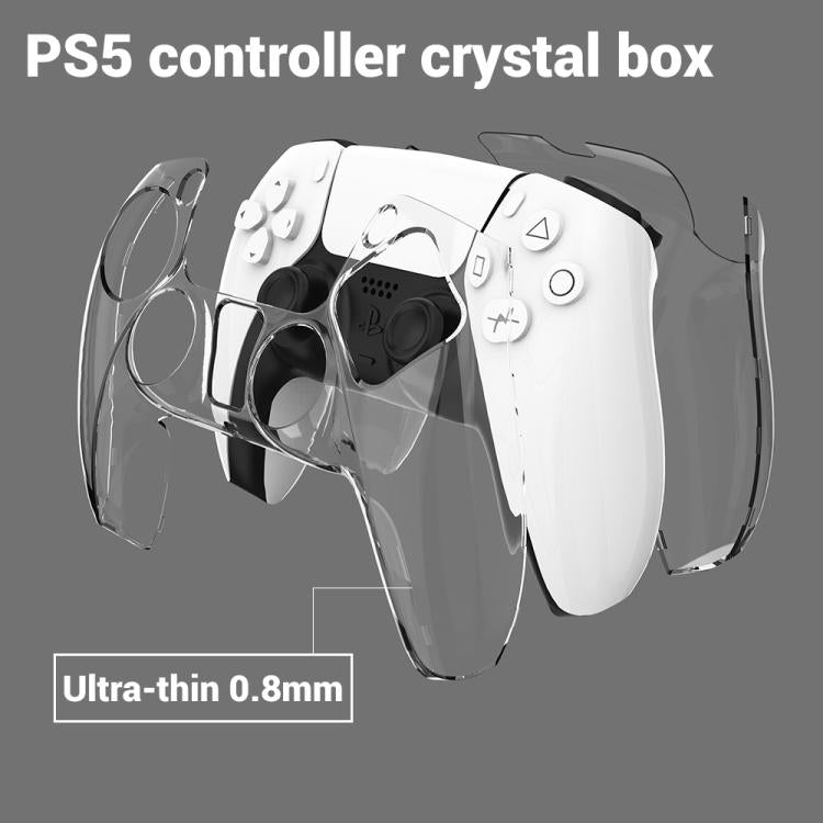 Clear crystal PS5 controller protective box with cutouts for controls and handles