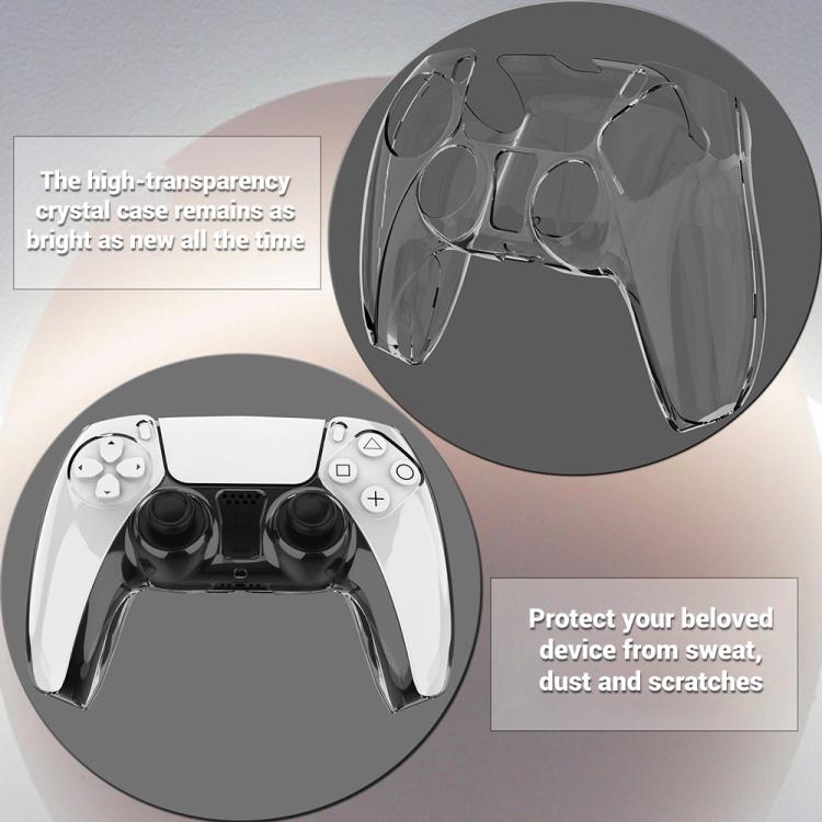 Clear crystal PS5 controller case, full coverage with precision cutouts and grip protection