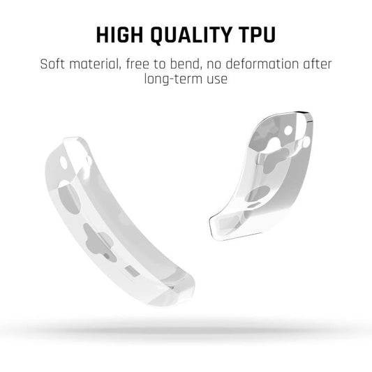 Clear TPU joystick caps with soft, bendable protective design and cutouts