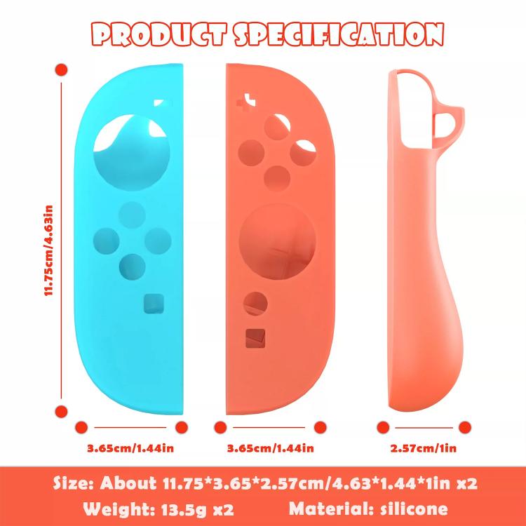 Silicone Joy-Con protective case set size and dimensions diagram for two shells