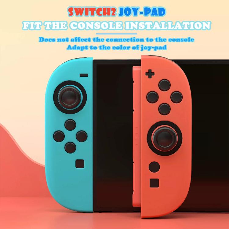 Silicone Joy-Con case set showing fit over controller grips in blue and red