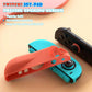 Silicone Joy-Con case set with red shell and blue shell near controller buttons
