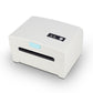 Single paper waybill label printer, compact white unit with top control buttons and front feed slot
