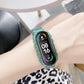 Green silicone replacement watch strap with smartwatch display on wrist