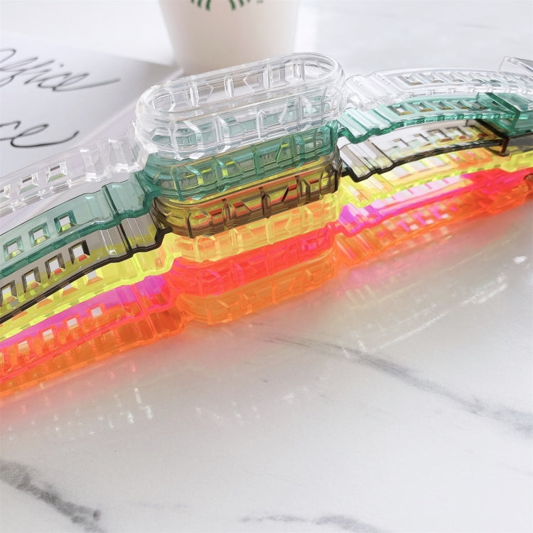 Translucent silicone watch strap set in clear, green, yellow, and orange tones