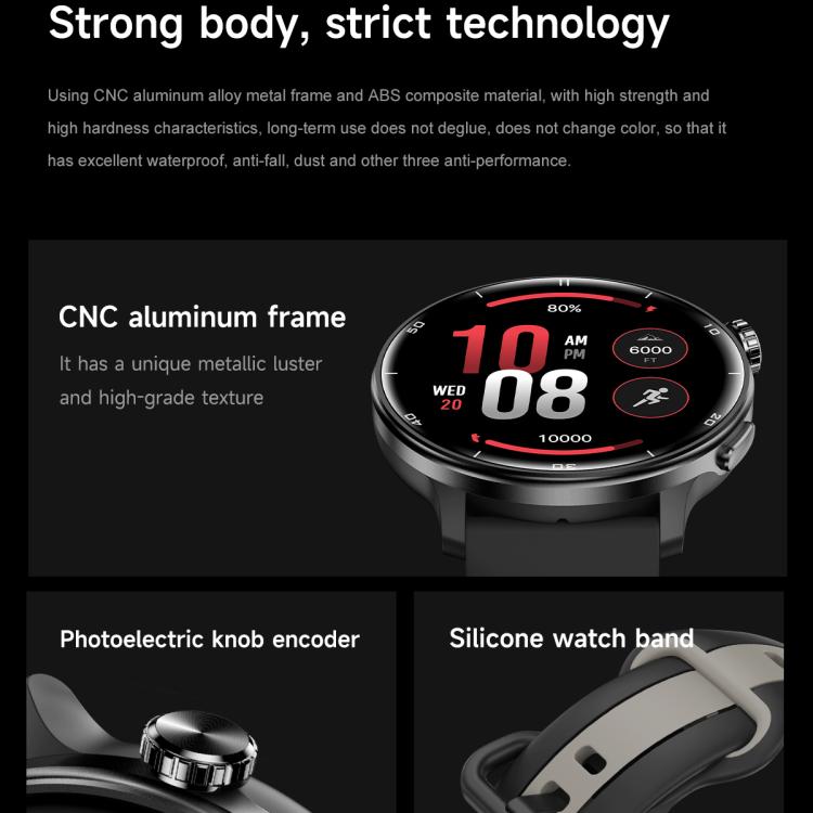 S666 sport smartwatch with metal frame, side crown, and silicone band details