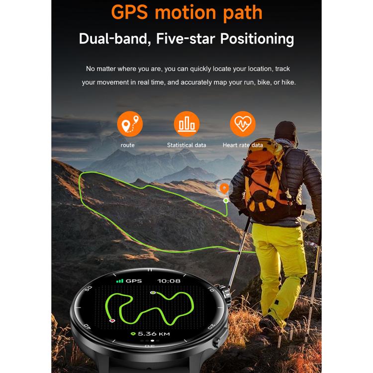 Smartwatch showing a GPS route and activity tracking data