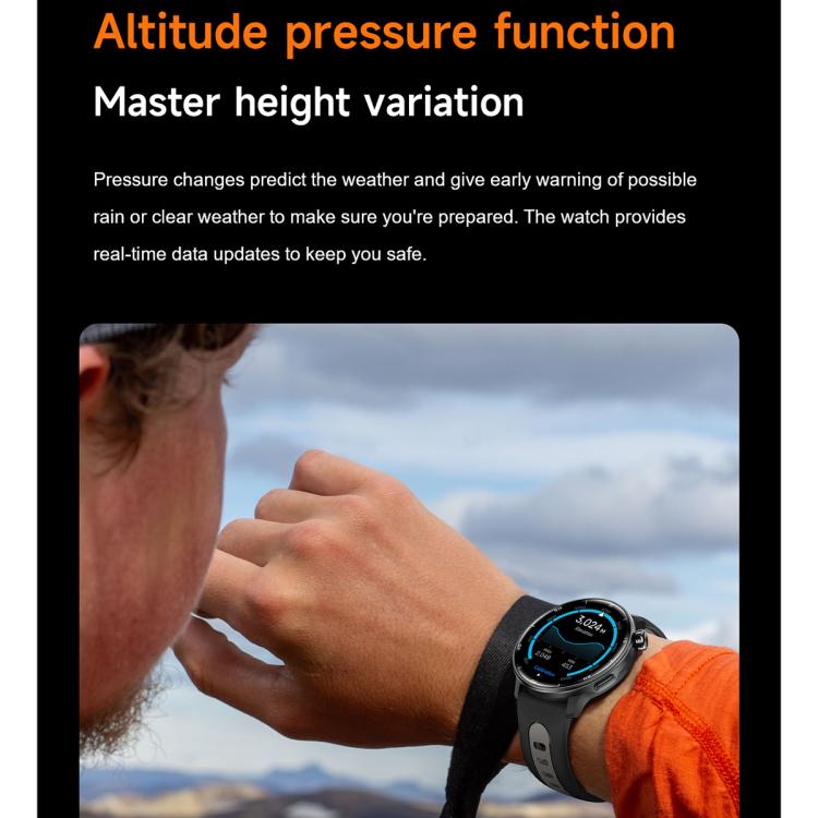 S666 sport smartwatch with gray band worn on a wrist, showing a blue compass display