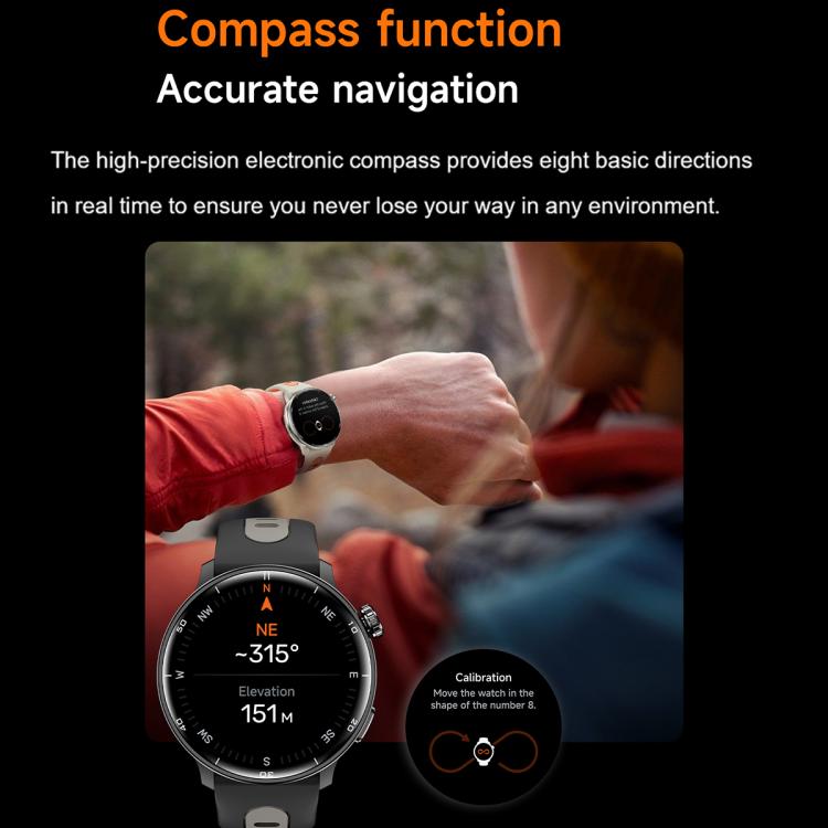 S666 sport smartwatch with black band and compass interface shown on wrist