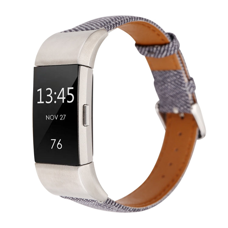 Cowboy Texture Genuine Leather Replacement Strap Watchband, For Fitbit Charge 2