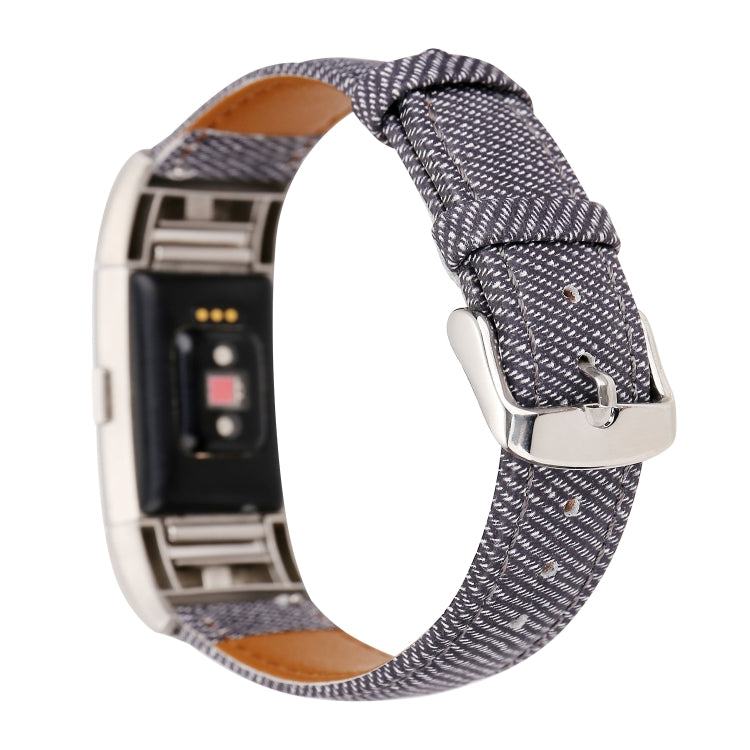 Cowboy Texture Genuine Leather Replacement Strap Watchband, For Fitbit Charge 2