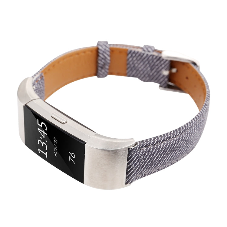 Cowboy Texture Genuine Leather Replacement Strap Watchband, For Fitbit Charge 2