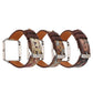 Floral leather watch straps with multiple patterned bands and silver buckles