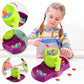 Bee balance sensory toy on purple base with green honey pot, colorful bee pieces scattered